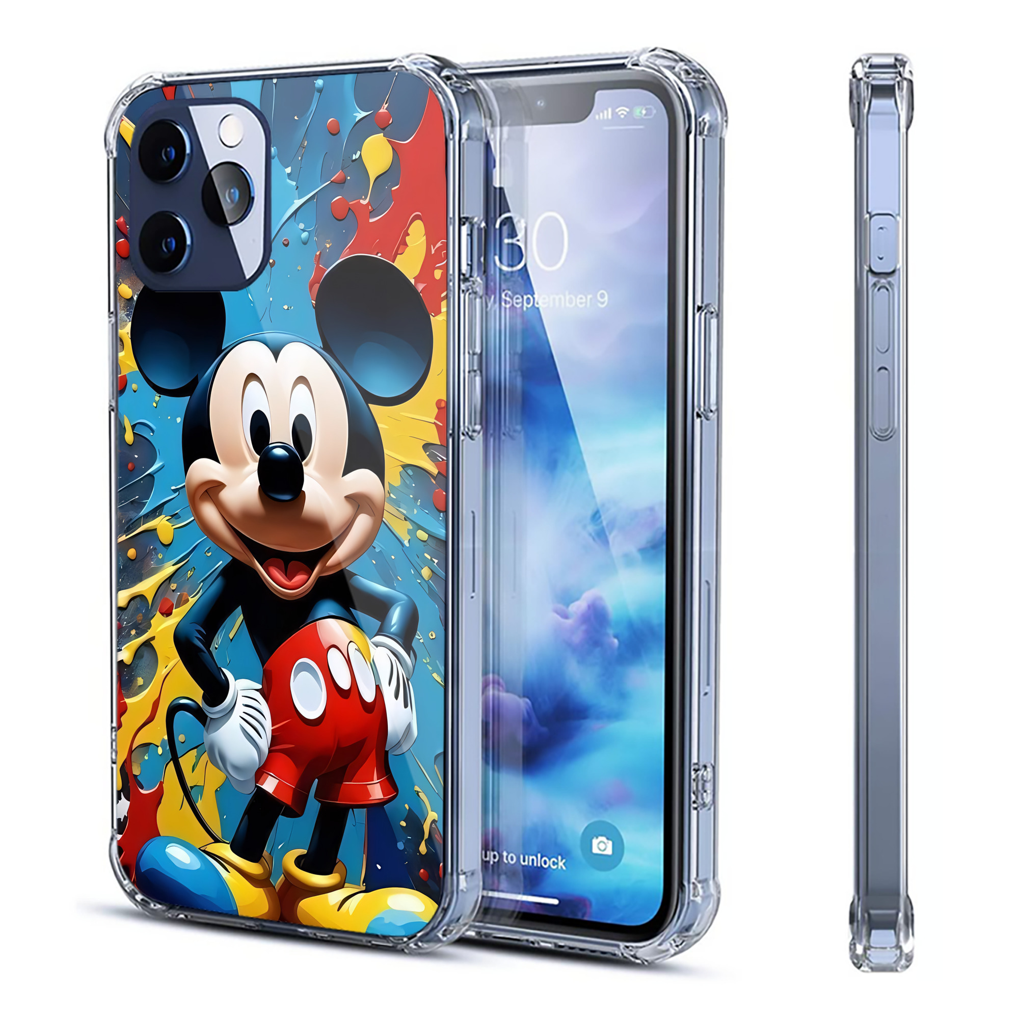 （画像用） ミッキーマウス Mickey Mouse 【iPhone 12シリーズ対応】透明スマホケース（クリアソフトケース）